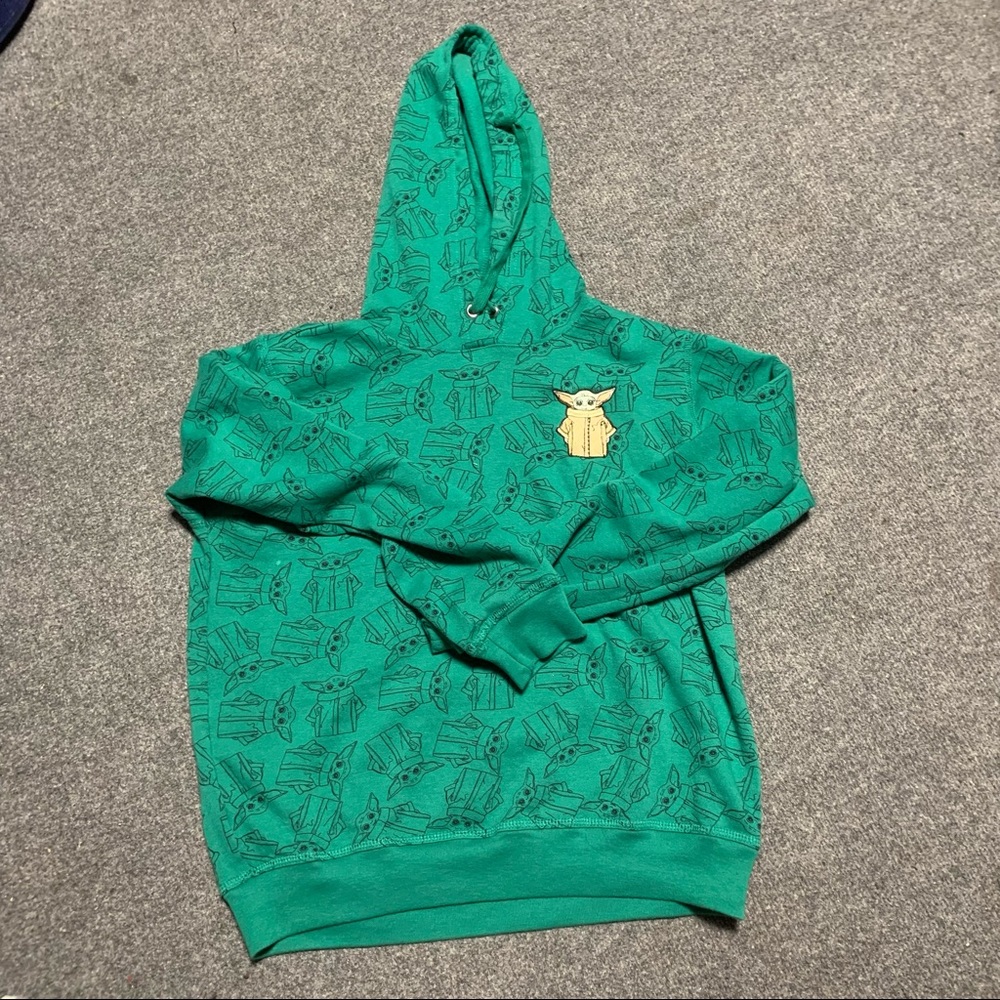 Green Star Wars Grogu Baby Yoda Hoodie with Embroidered Patch